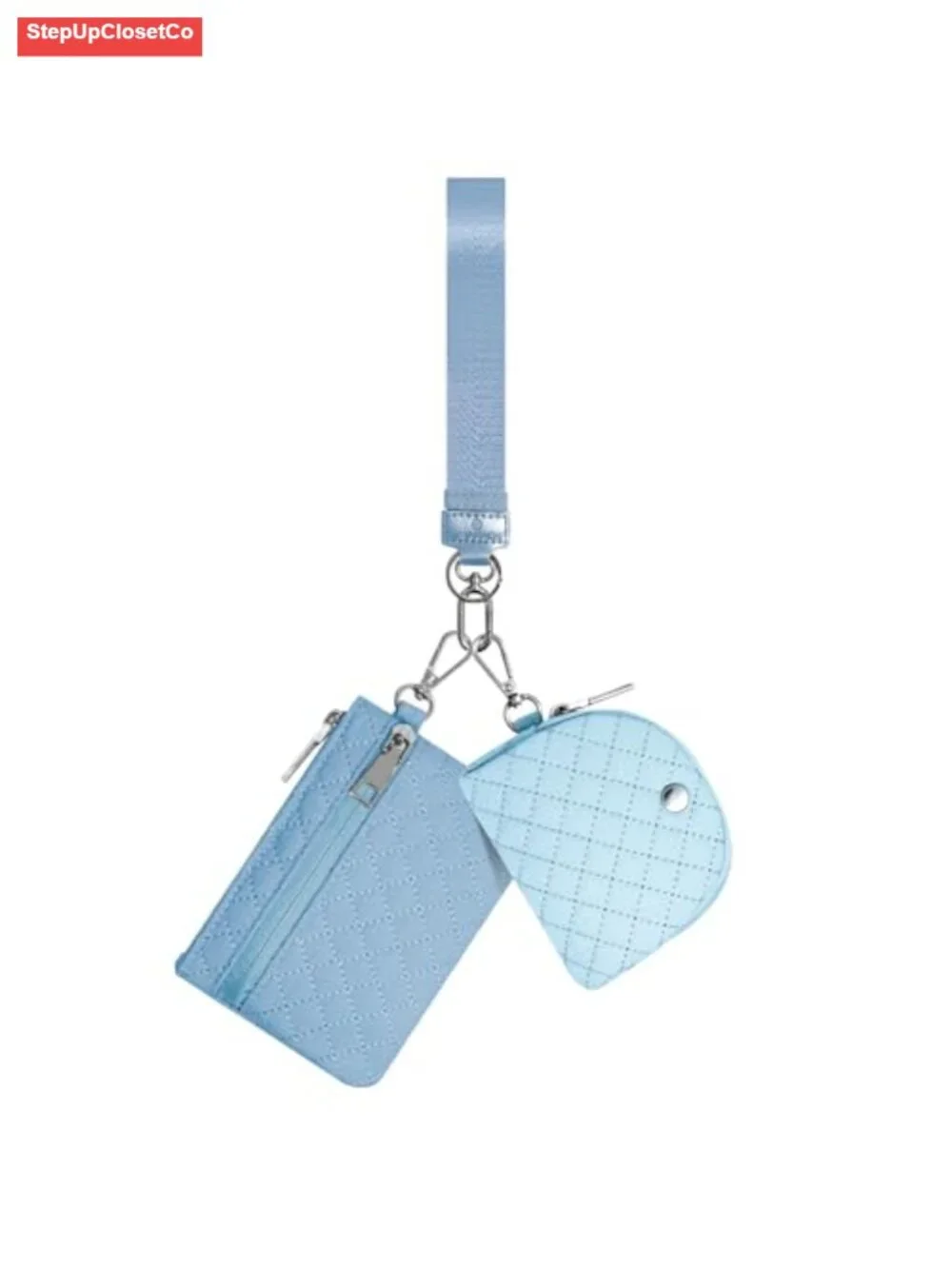 Women's Nylon Wristlet Wallet with Coin Purse and Key Ring